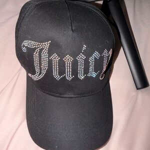Juicy Couture Black Hat with Rhinestone Detail